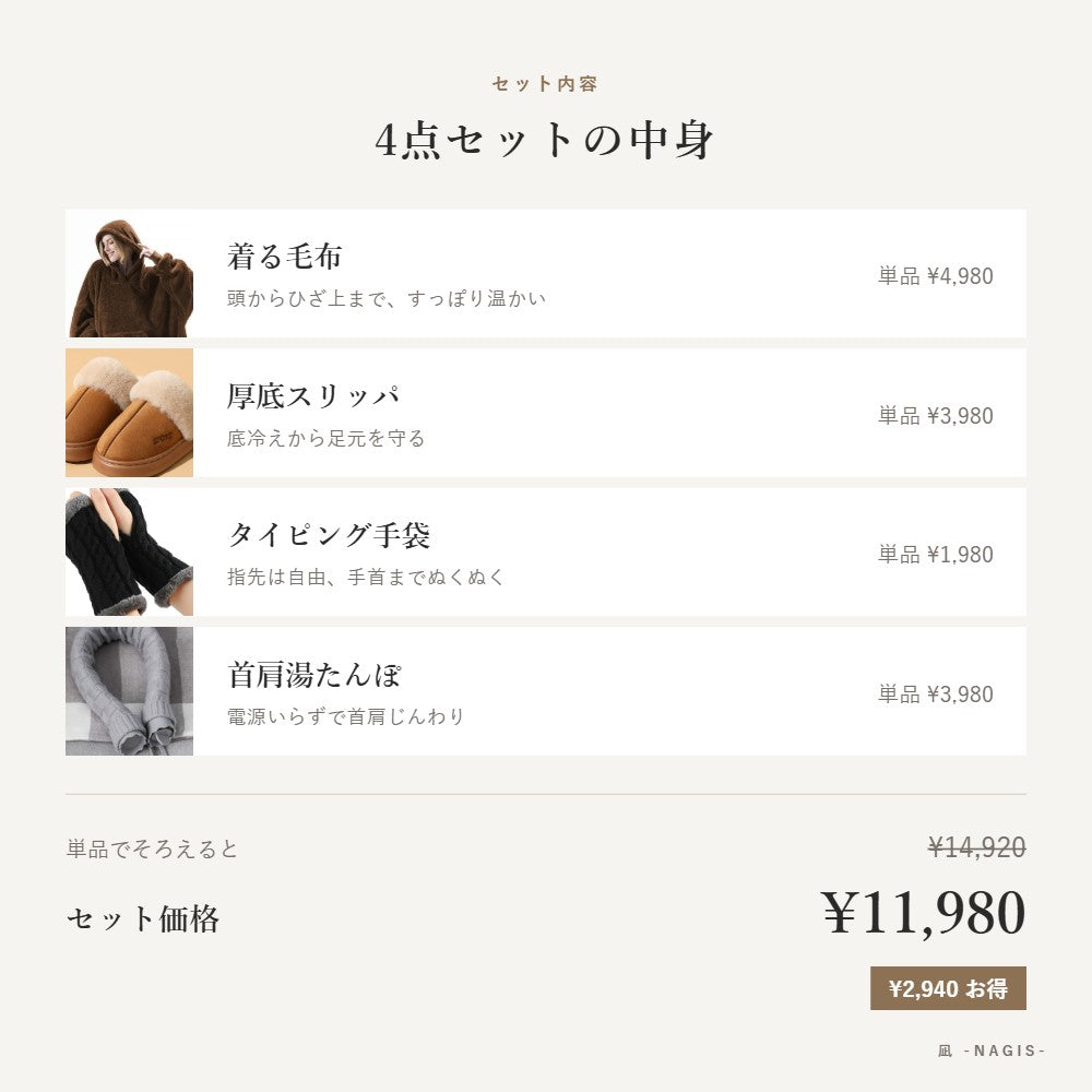 4点セットの中身